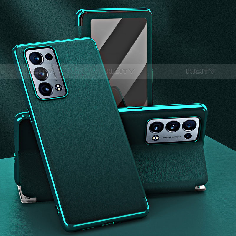 Custodia Portafoglio In Pelle Cover con Supporto GS1 per Oppo Reno6 Pro 5G Verde