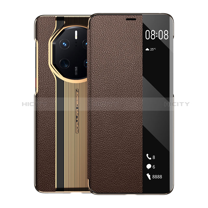 Custodia Portafoglio In Pelle Cover con Supporto GS3 per Huawei Mate 50 RS Marrone