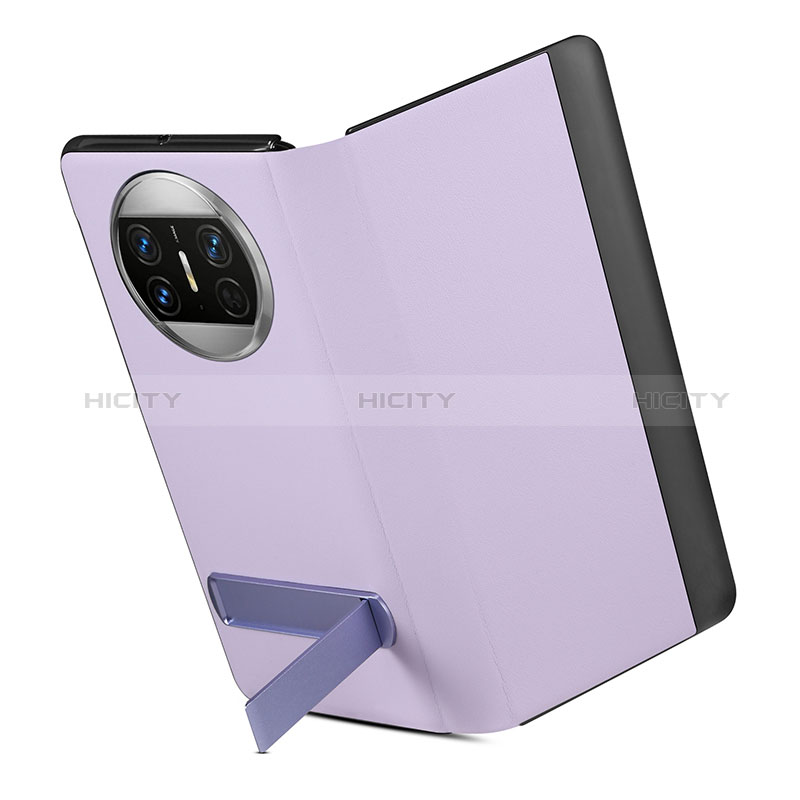 Custodia Portafoglio In Pelle Cover con Supporto GS3 per Huawei Mate X3 Viola