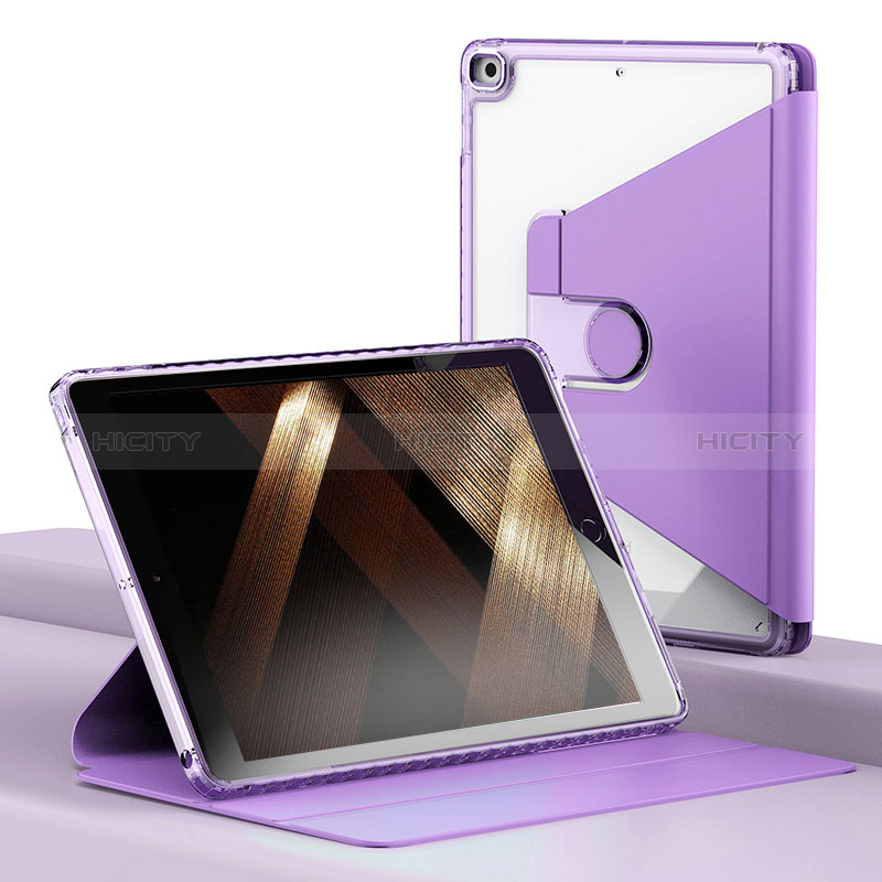 Custodia Portafoglio In Pelle Cover con Supporto H01 per Apple iPad 10.2 (2019) Lavanda