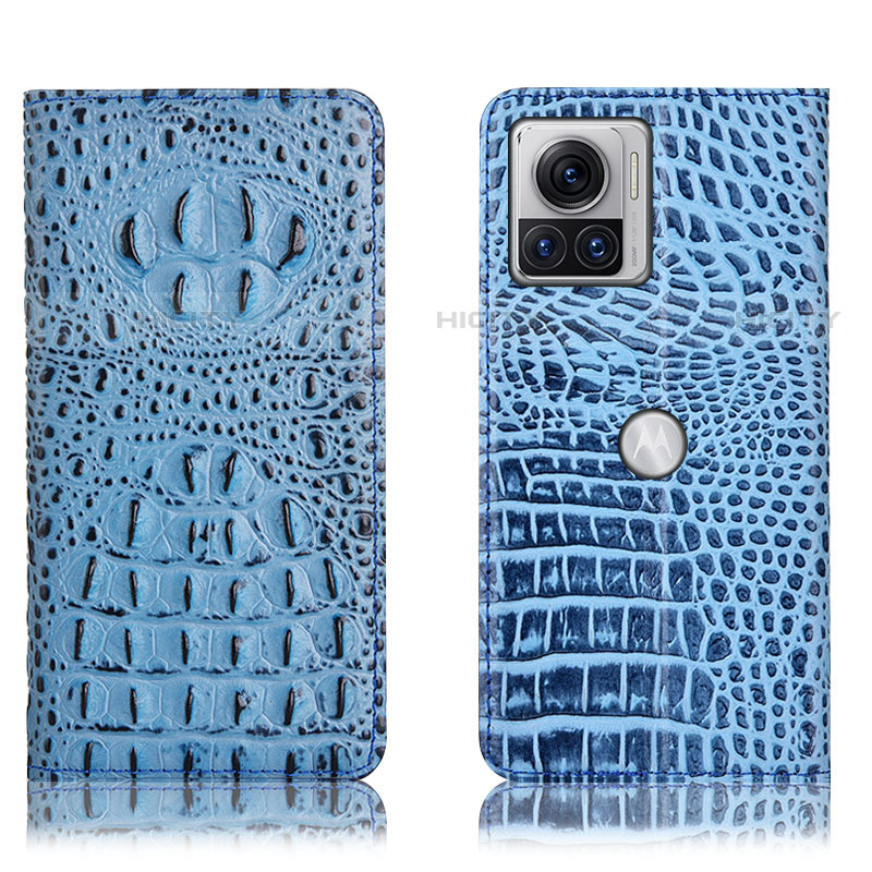 Custodia Portafoglio In Pelle Cover con Supporto H01P per Motorola Moto Edge 30 Ultra 5G Cielo Blu