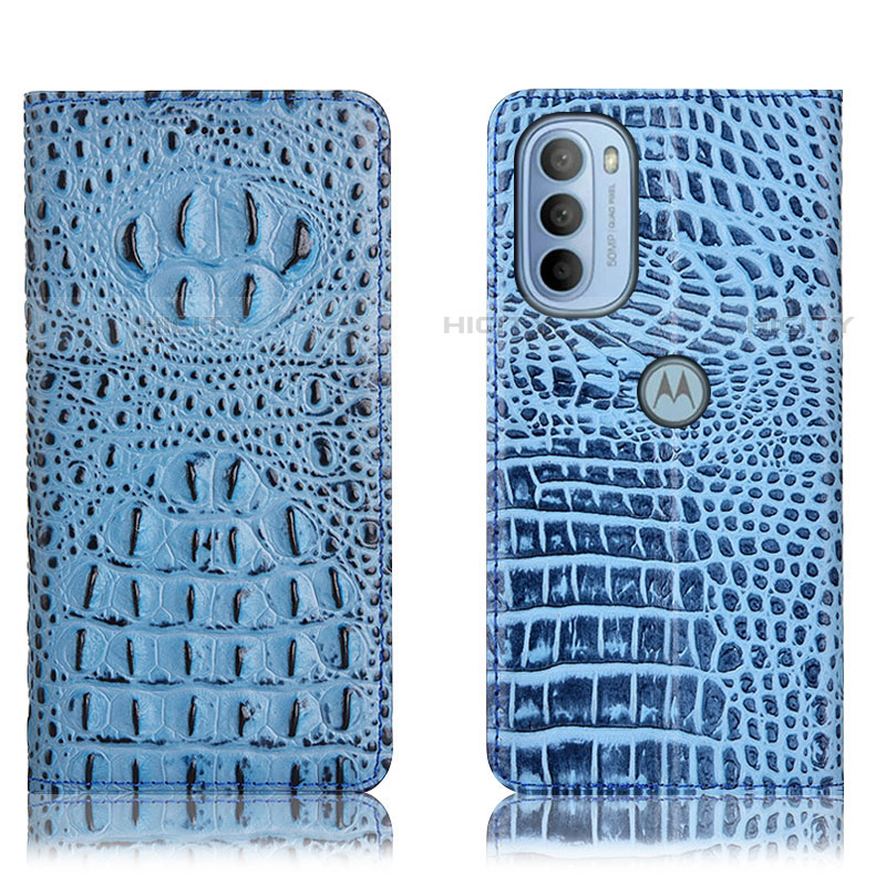 Custodia Portafoglio In Pelle Cover con Supporto H01P per Motorola Moto G31 Cielo Blu