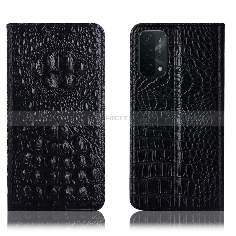 Custodia Portafoglio In Pelle Cover con Supporto H01P per Oppo A74 5G Nero