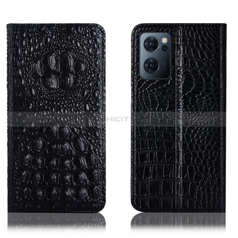 Custodia Portafoglio In Pelle Cover con Supporto H01P per Oppo Find X5 Lite 5G Nero