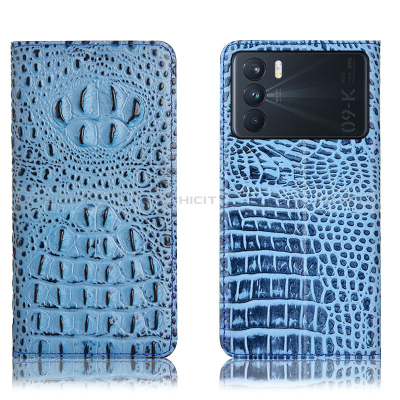 Custodia Portafoglio In Pelle Cover con Supporto H01P per Oppo K9 Pro 5G Cielo Blu