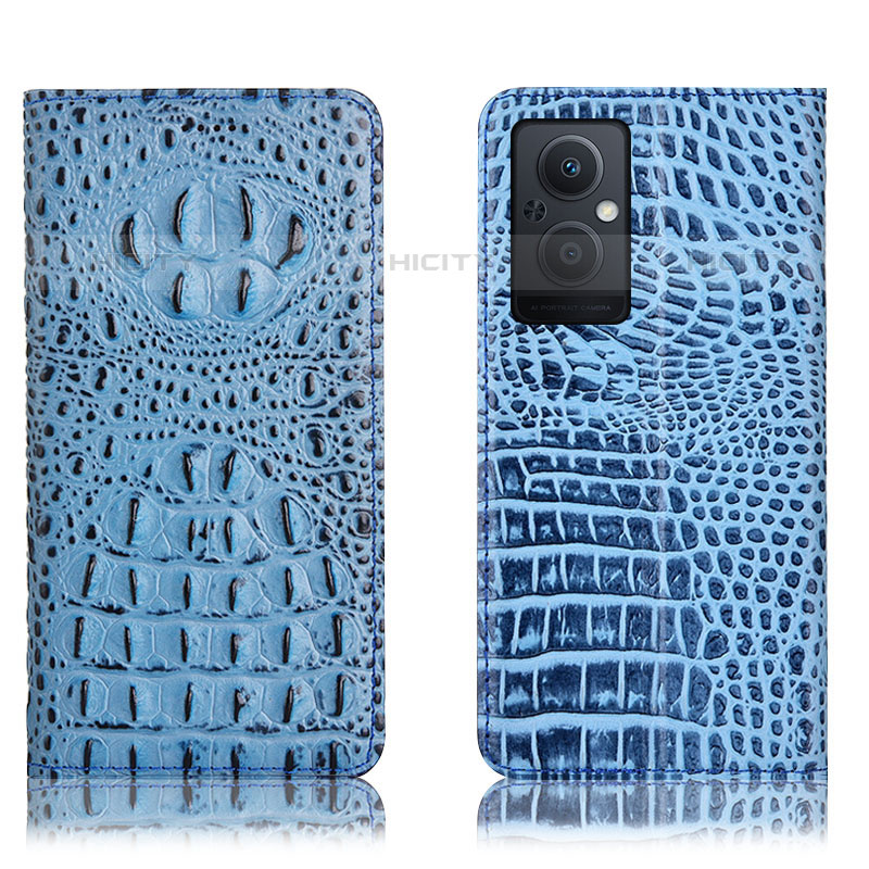 Custodia Portafoglio In Pelle Cover con Supporto H01P per Oppo Reno7 Z 5G Cielo Blu