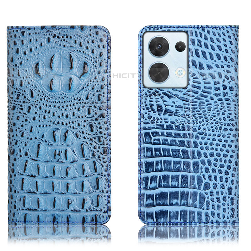 Custodia Portafoglio In Pelle Cover con Supporto H01P per Oppo Reno9 5G Cielo Blu