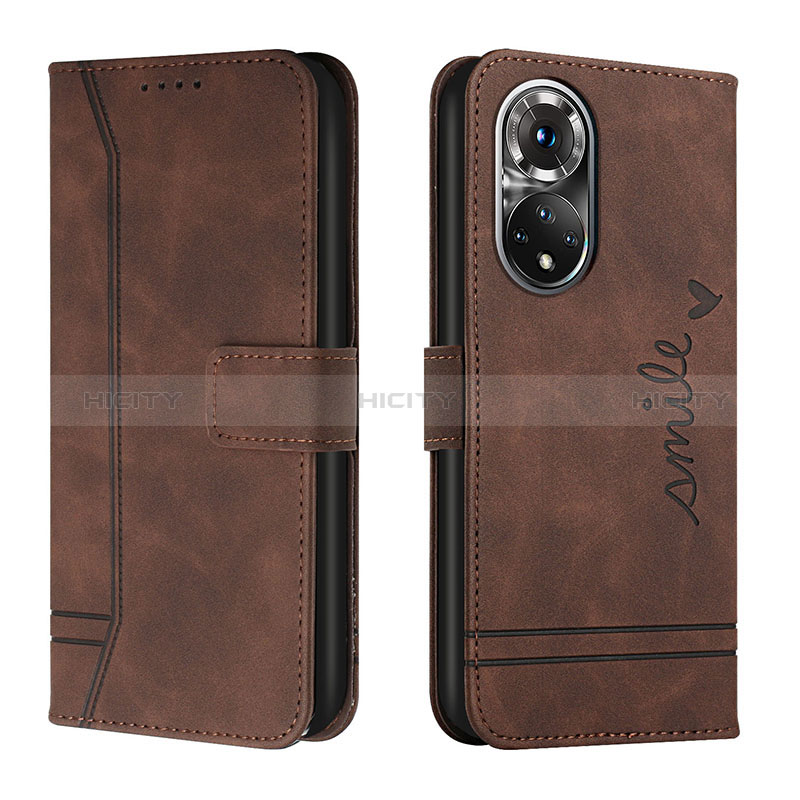 Custodia Portafoglio In Pelle Cover con Supporto H01X per Huawei Honor 50 5G Marrone