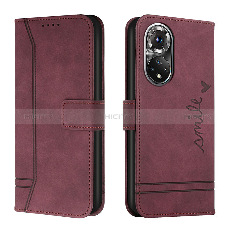 Custodia Portafoglio In Pelle Cover con Supporto H01X per Huawei Honor 50 5G Rosso