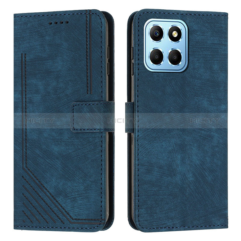 Custodia Portafoglio In Pelle Cover con Supporto H01X per Huawei Honor X6 5G Blu