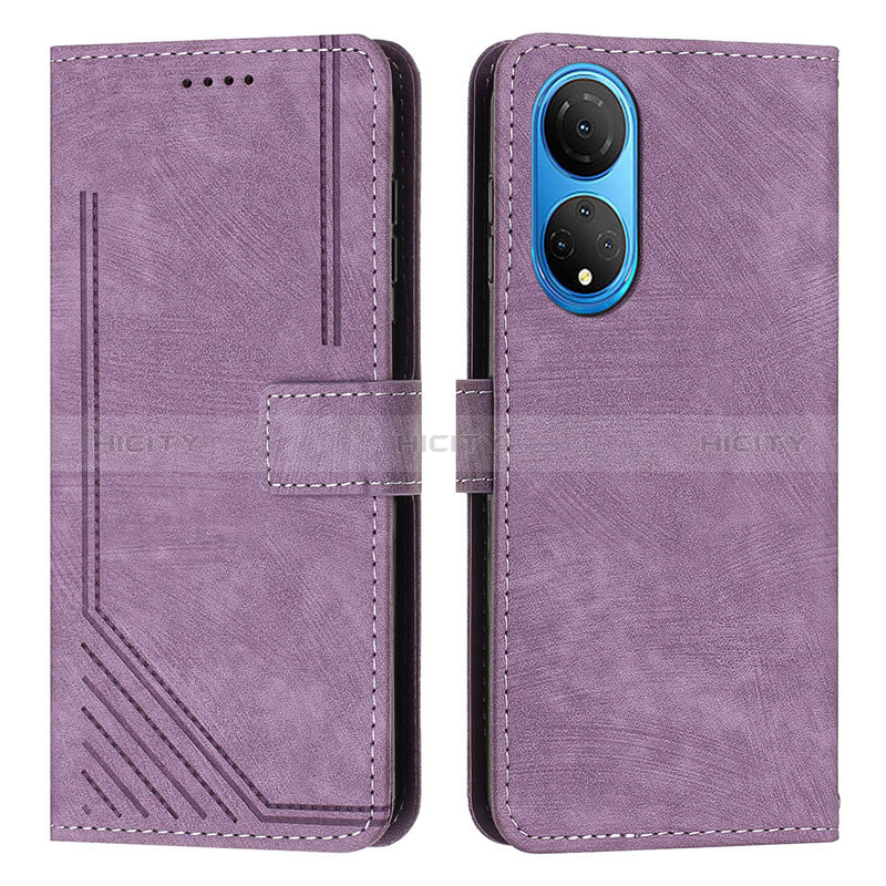 Custodia Portafoglio In Pelle Cover con Supporto H01X per Huawei Honor X7 Viola