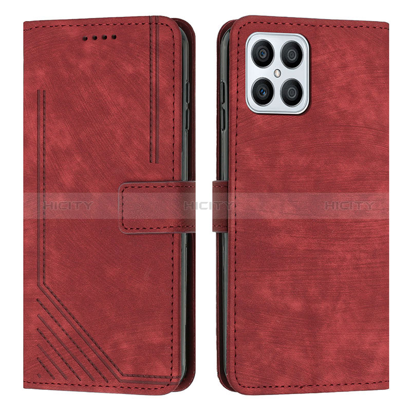 Custodia Portafoglio In Pelle Cover con Supporto H01X per Huawei Honor X8 4G Rosso