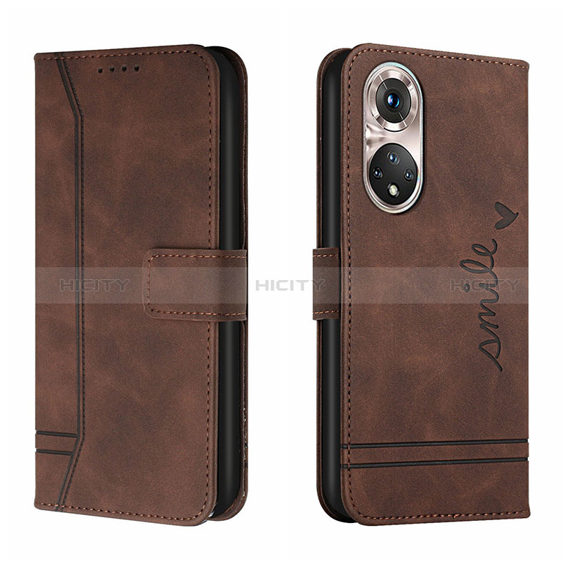 Custodia Portafoglio In Pelle Cover con Supporto H01X per Huawei P50 Pro Marrone