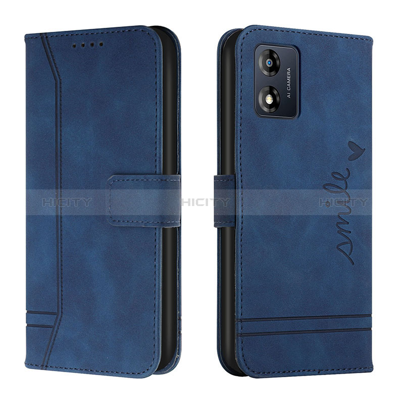 Custodia Portafoglio In Pelle Cover con Supporto H01X per Motorola Moto E13 Blu