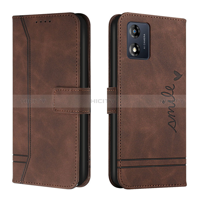 Custodia Portafoglio In Pelle Cover con Supporto H01X per Motorola Moto E13 Marrone