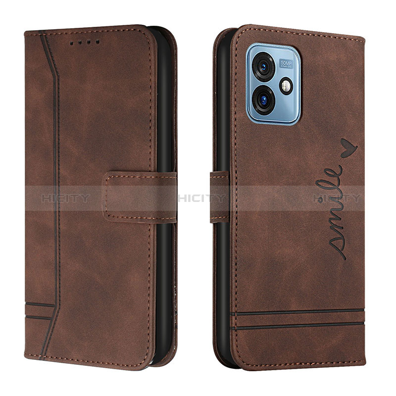 Custodia Portafoglio In Pelle Cover con Supporto H01X per Motorola Moto G 5G (2023) Marrone