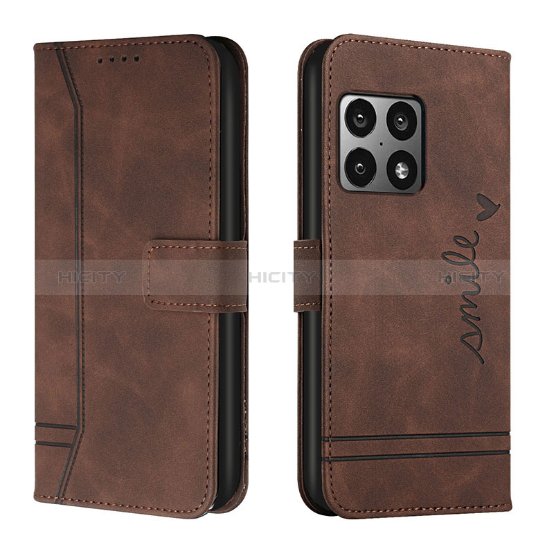 Custodia Portafoglio In Pelle Cover con Supporto H01X per OnePlus 10 Pro 5G Marrone