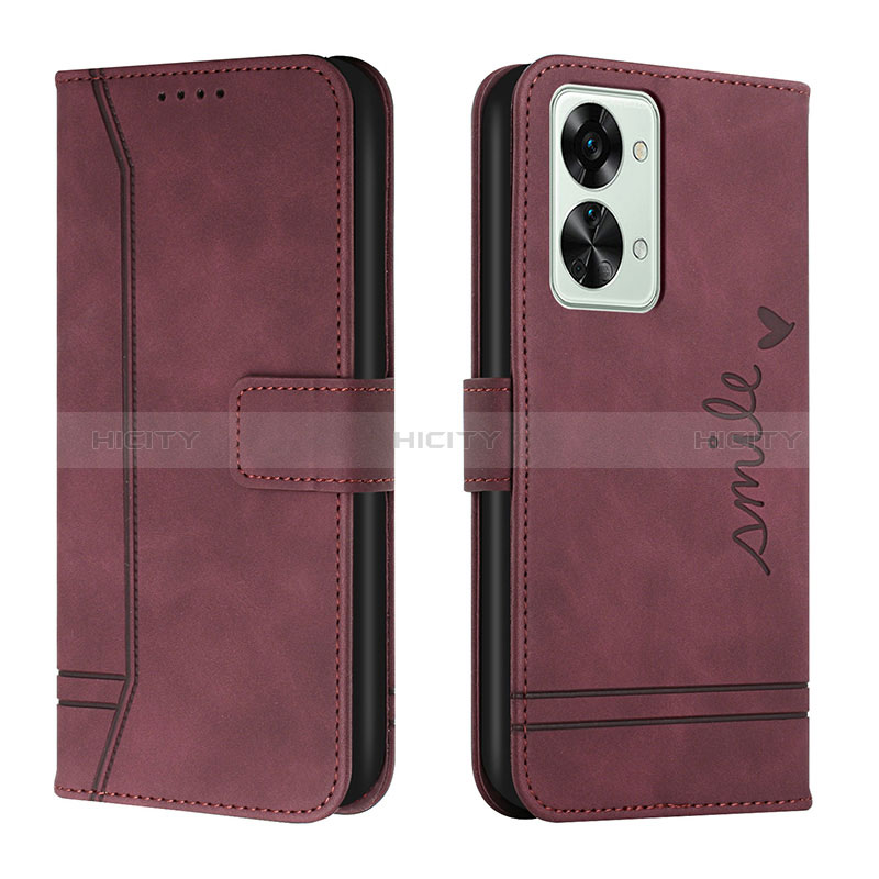 Custodia Portafoglio In Pelle Cover con Supporto H01X per OnePlus Nord 2T 5G Rosso