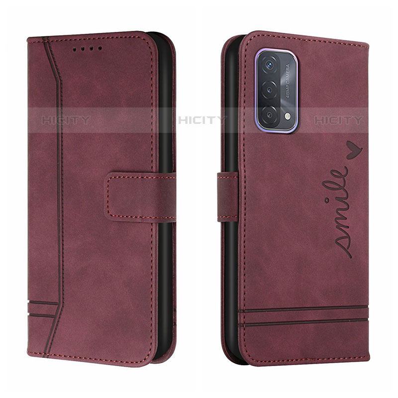 Custodia Portafoglio In Pelle Cover con Supporto H01X per Oppo A74 4G Rosso