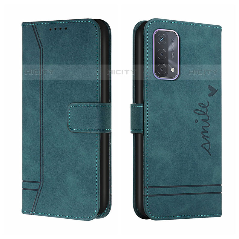 Custodia Portafoglio In Pelle Cover con Supporto H01X per Oppo A74 4G Verde