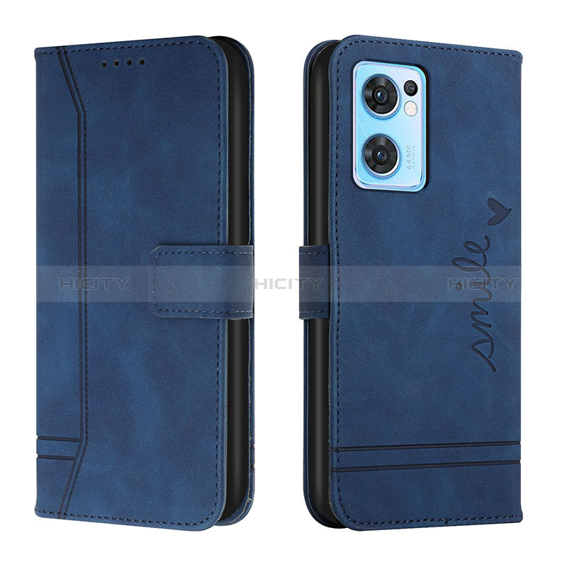 Custodia Portafoglio In Pelle Cover con Supporto H01X per Oppo Find X5 Lite 5G Blu