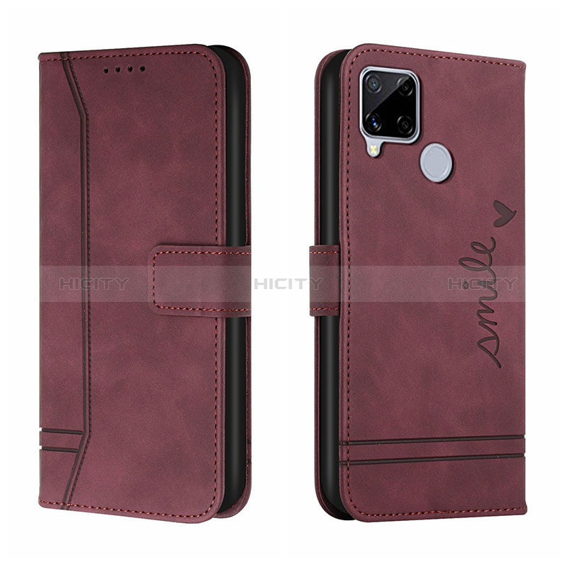 Custodia Portafoglio In Pelle Cover con Supporto H01X per Realme 7i RMX2193 Rosso