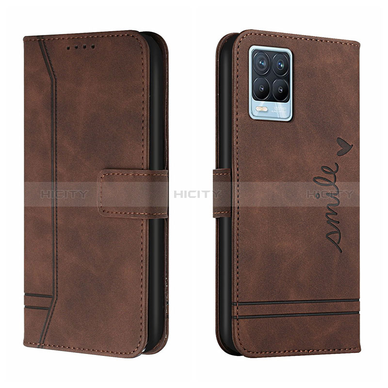 Custodia Portafoglio In Pelle Cover con Supporto H01X per Realme 8 4G Marrone