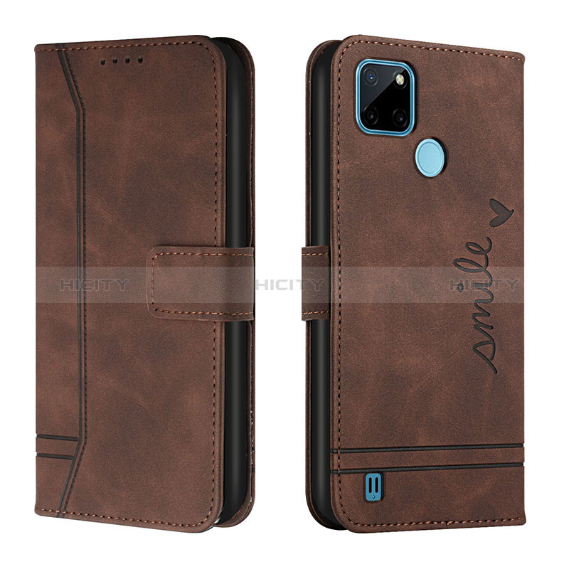 Custodia Portafoglio In Pelle Cover con Supporto H01X per Realme C21Y Marrone