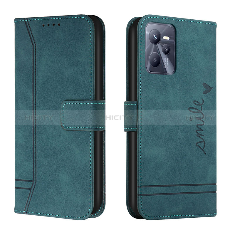 Custodia Portafoglio In Pelle Cover con Supporto H01X per Realme C35 Verde