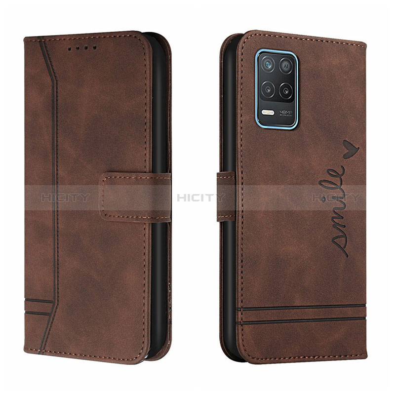 Custodia Portafoglio In Pelle Cover con Supporto H01X per Realme Q3 5G Marrone