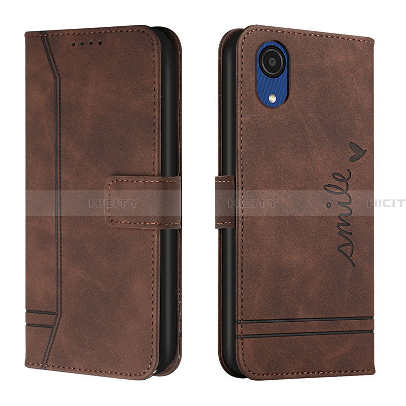 Custodia Portafoglio In Pelle Cover con Supporto H01X per Samsung Galaxy A03 Core Marrone