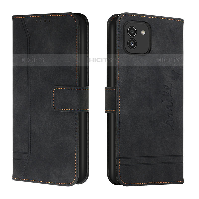 Custodia Portafoglio In Pelle Cover con Supporto H01X per Samsung Galaxy A03 Nero