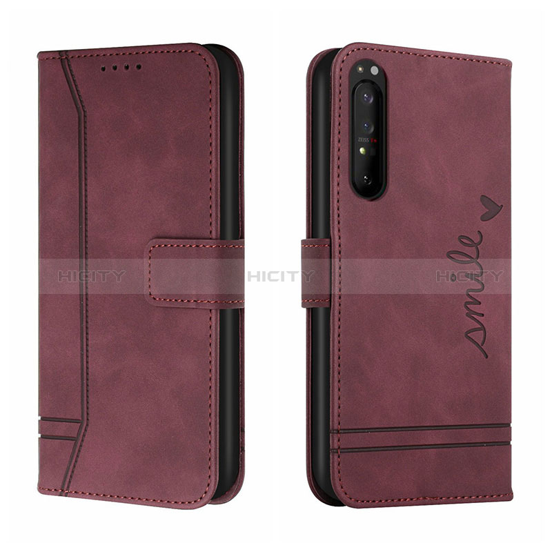 Custodia Portafoglio In Pelle Cover con Supporto H01X per Sony Xperia 1 II Rosso