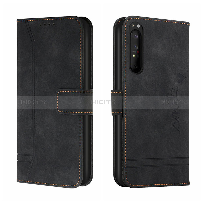 Custodia Portafoglio In Pelle Cover con Supporto H01X per Sony Xperia 1 III Nero