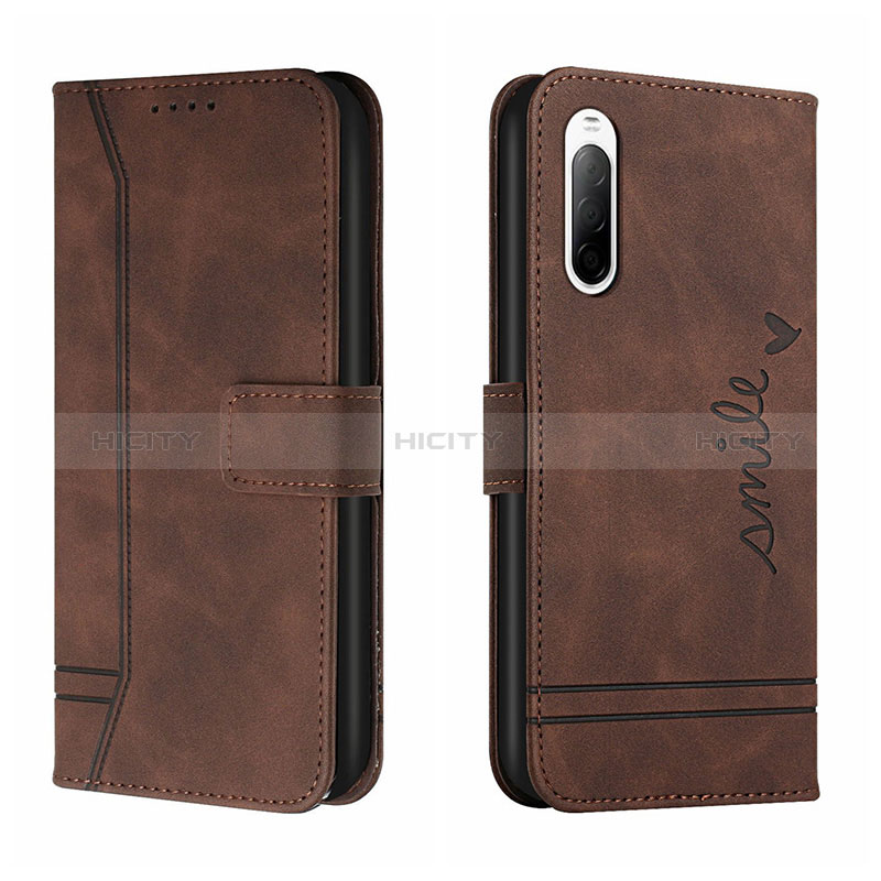 Custodia Portafoglio In Pelle Cover con Supporto H01X per Sony Xperia 10 III SO-52B Marrone