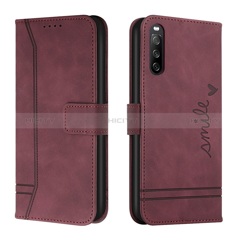 Custodia Portafoglio In Pelle Cover con Supporto H01X per Sony Xperia 10 IV Rosso