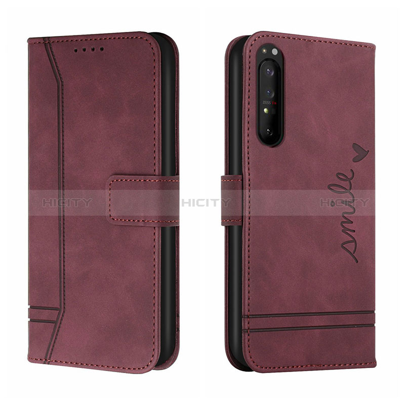 Custodia Portafoglio In Pelle Cover con Supporto H01X per Sony Xperia 5 III Rosso