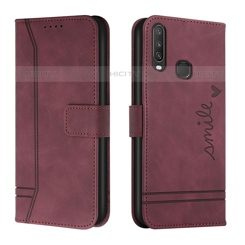 Custodia Portafoglio In Pelle Cover con Supporto H01X per Vivo Y11 Rosso