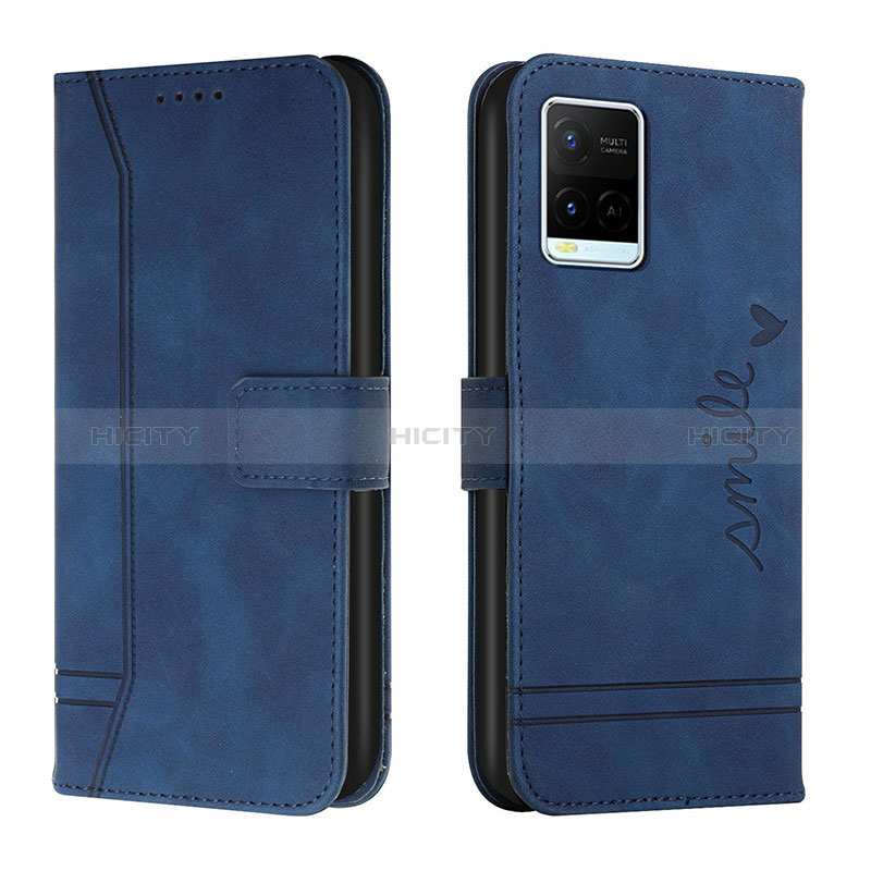 Custodia Portafoglio In Pelle Cover con Supporto H01X per Vivo Y33T Blu