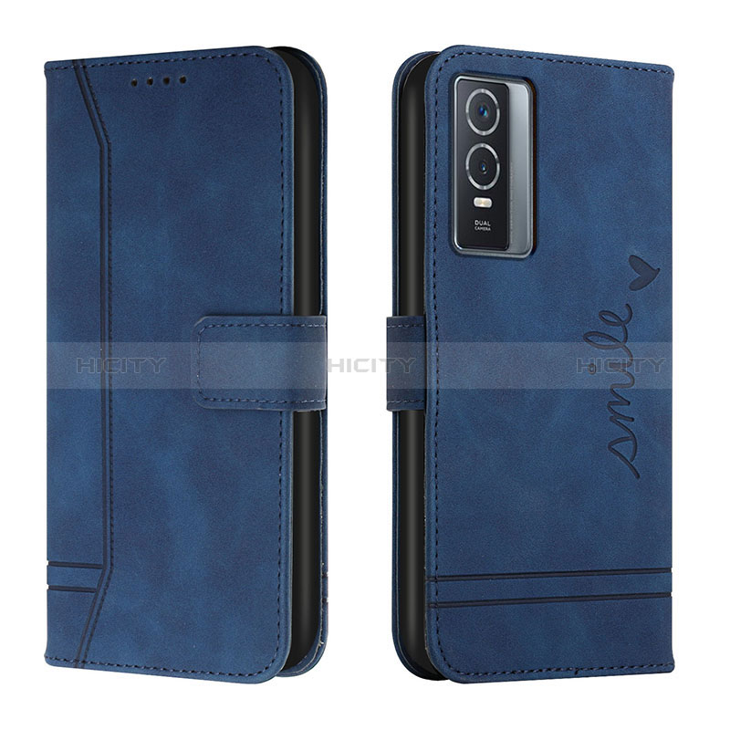 Custodia Portafoglio In Pelle Cover con Supporto H01X per Vivo Y76 5G Blu