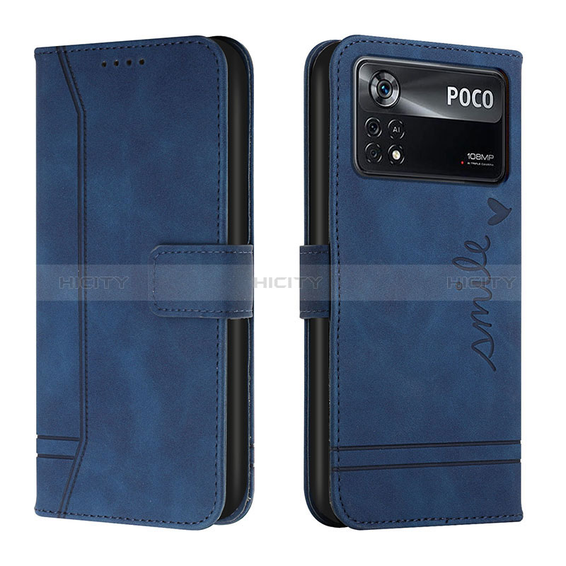 Custodia Portafoglio In Pelle Cover con Supporto H01X per Xiaomi Poco X4 Pro 5G Blu