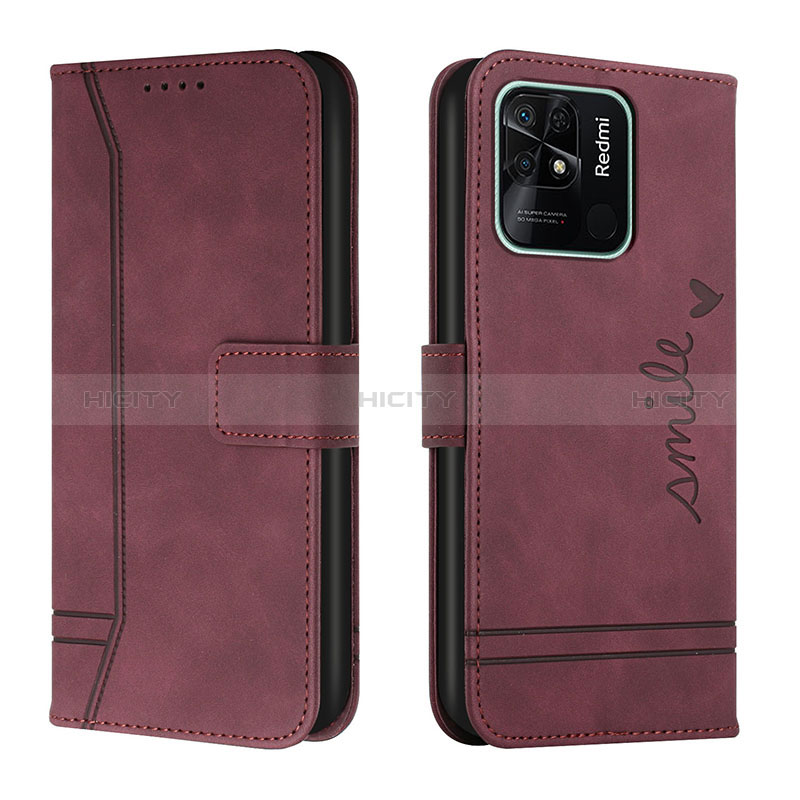 Custodia Portafoglio In Pelle Cover con Supporto H01X per Xiaomi Redmi 10 Power Rosso