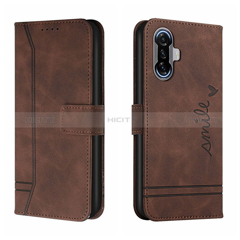 Custodia Portafoglio In Pelle Cover con Supporto H01X per Xiaomi Redmi K40 Gaming 5G Marrone