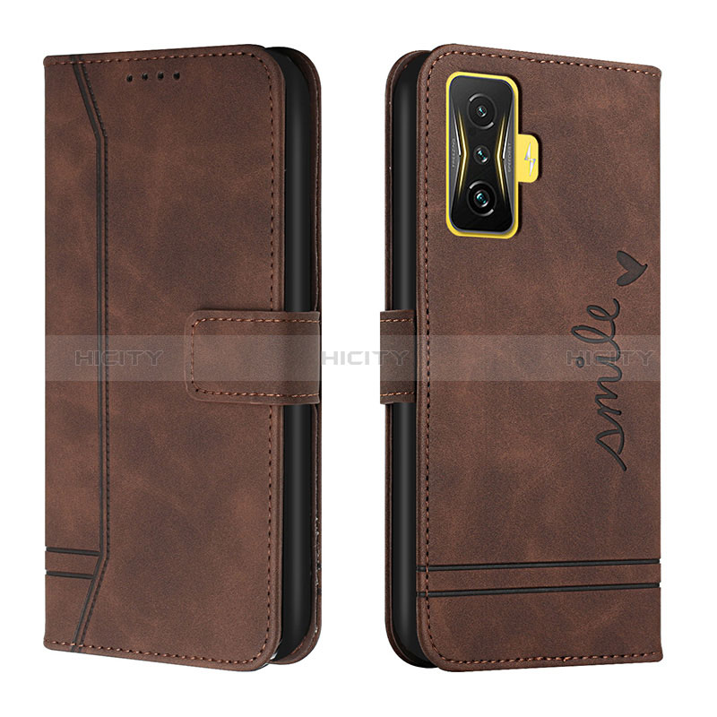 Custodia Portafoglio In Pelle Cover con Supporto H01X per Xiaomi Redmi K50 Gaming 5G Marrone