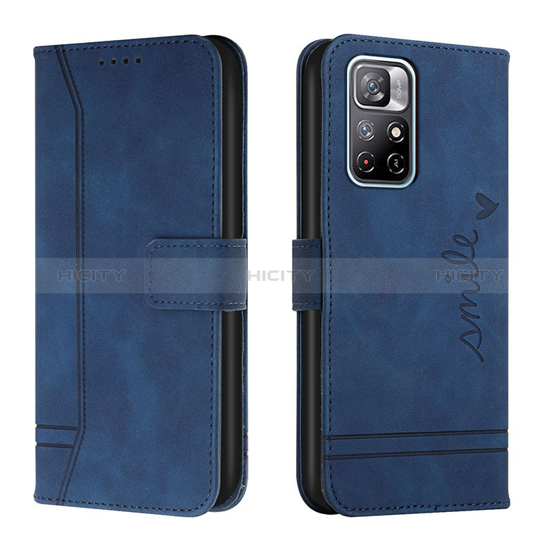 Custodia Portafoglio In Pelle Cover con Supporto H01X per Xiaomi Redmi Note 11 5G Blu