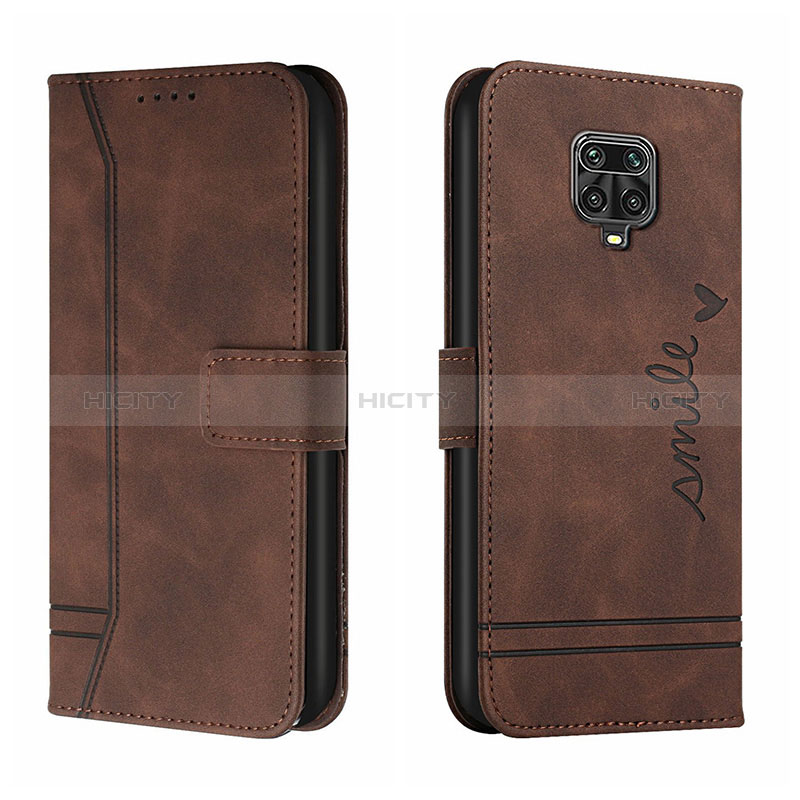 Custodia Portafoglio In Pelle Cover con Supporto H01X per Xiaomi Redmi Note 9 Pro Marrone