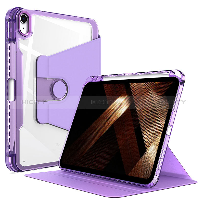 Custodia Portafoglio In Pelle Cover con Supporto H02 per Apple iPad 10.9 (2022) Viola