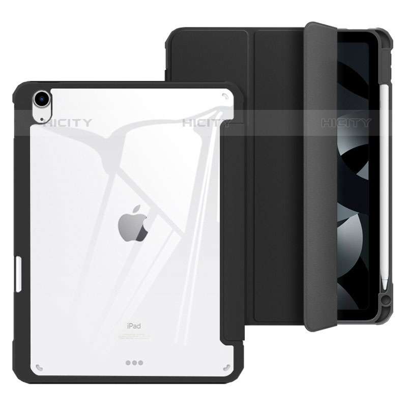 Custodia Portafoglio In Pelle Cover con Supporto H02 per Apple iPad Air 4 10.9 (2020) Nero