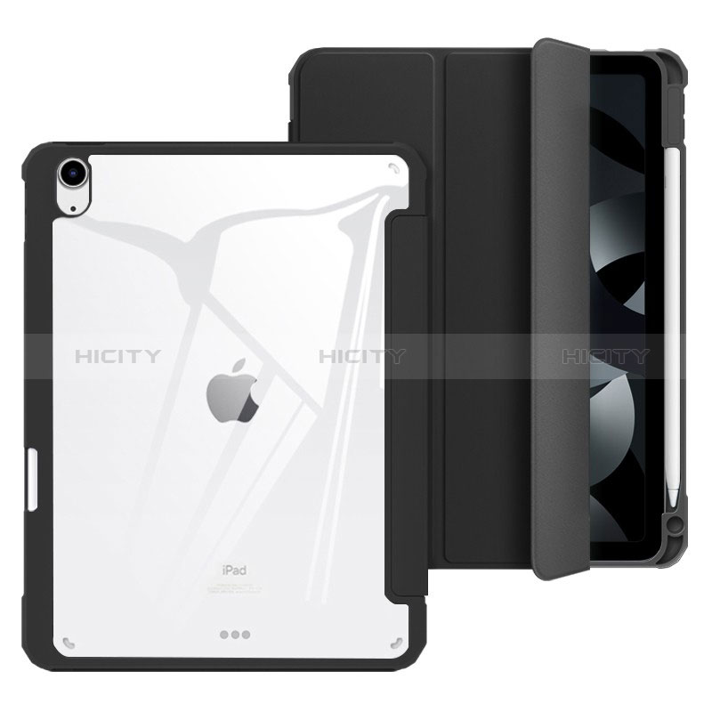 Custodia Portafoglio In Pelle Cover con Supporto H02 per Apple iPad Air 5 10.9 (2022) Nero