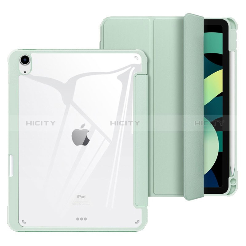 Custodia Portafoglio In Pelle Cover con Supporto H02 per Apple iPad Air 5 10.9 (2022) Verde Pastello